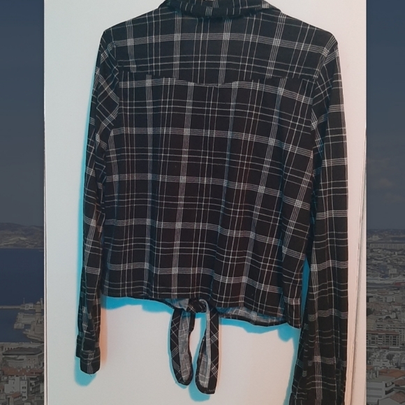 Black and white plaid button up sweater - Picture 3 of 3